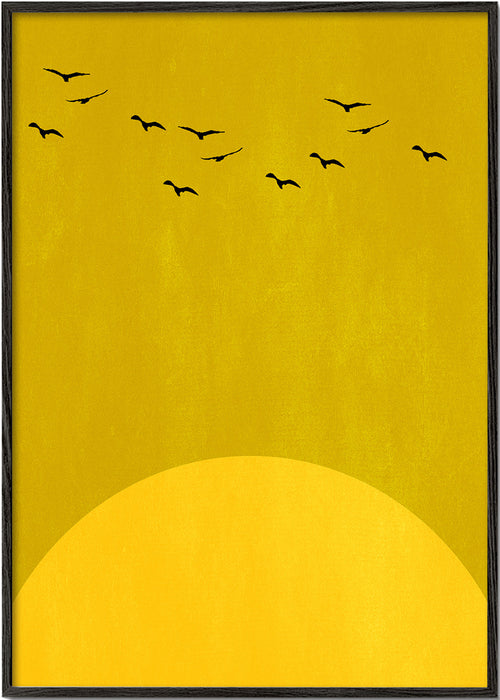 Minimalistische zonlandschap met vogels