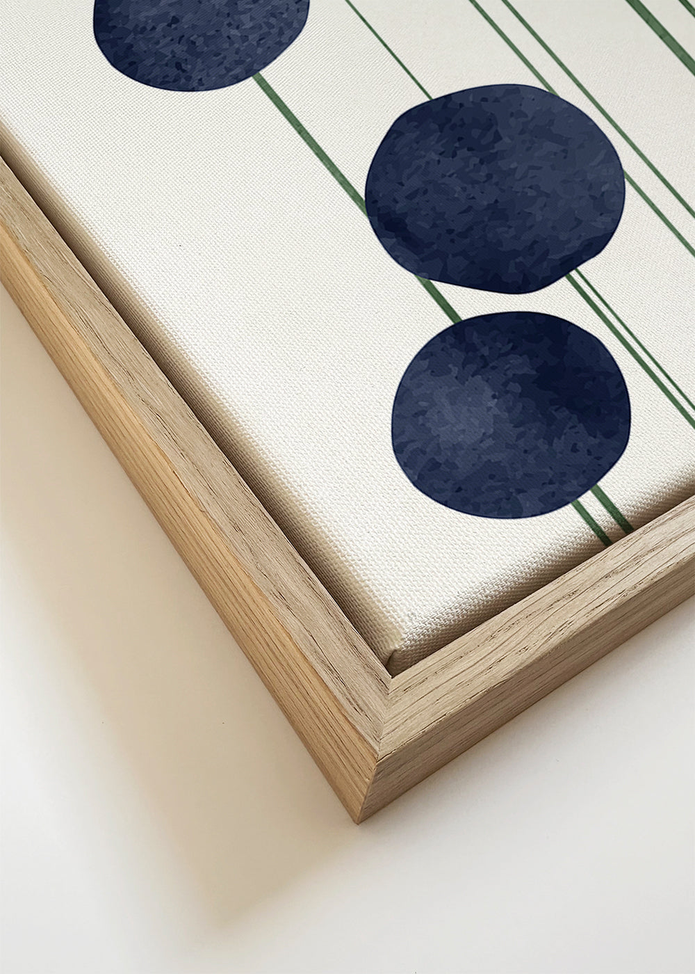 Botanische print met navy cirkels