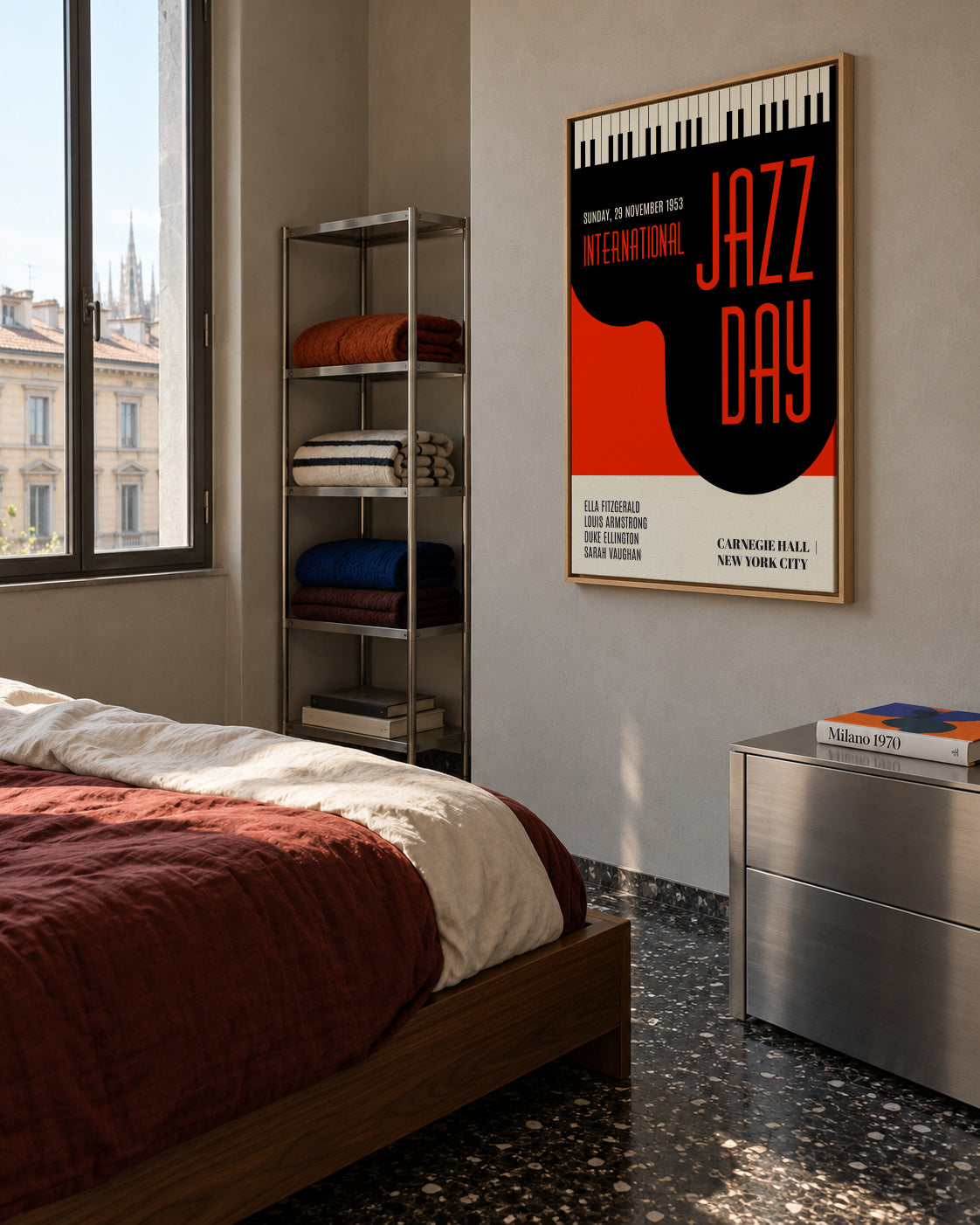 Jazz days - red - Framed canvas in an interior