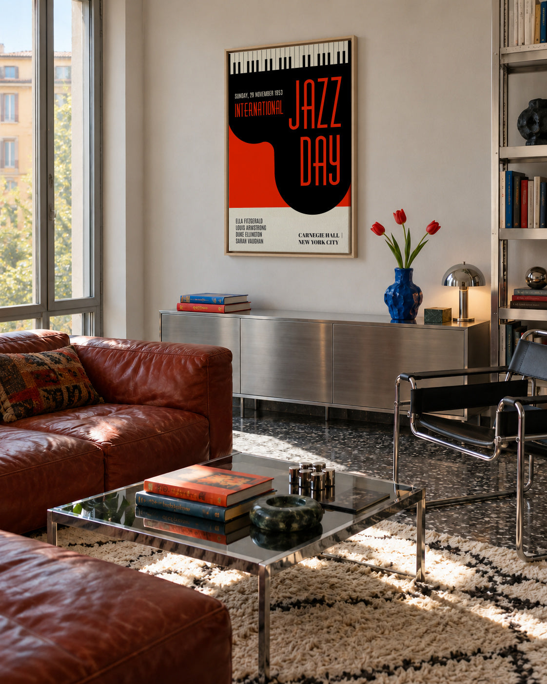 Jazz days - red - Framed canvas in an interior