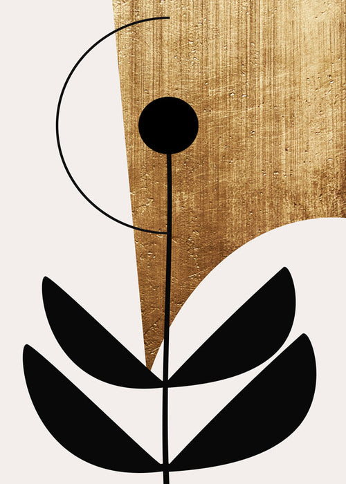 Botanische print minimalistisch met gouden textuur