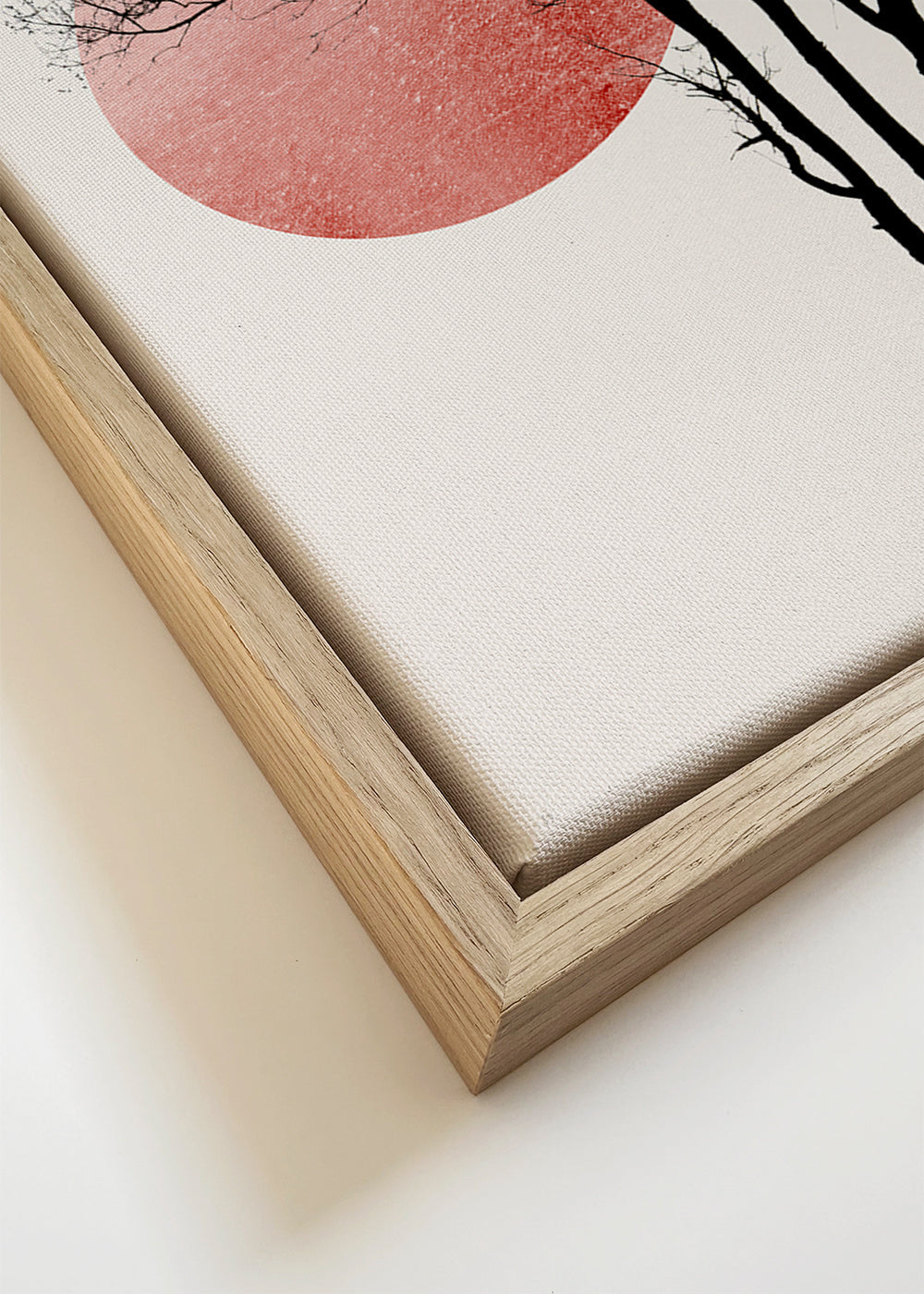 Botanische print: boom-silhouet met roze schijven