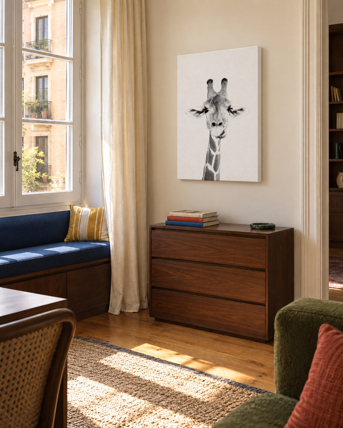 Baby giraffe - Unframed canvas in an interior