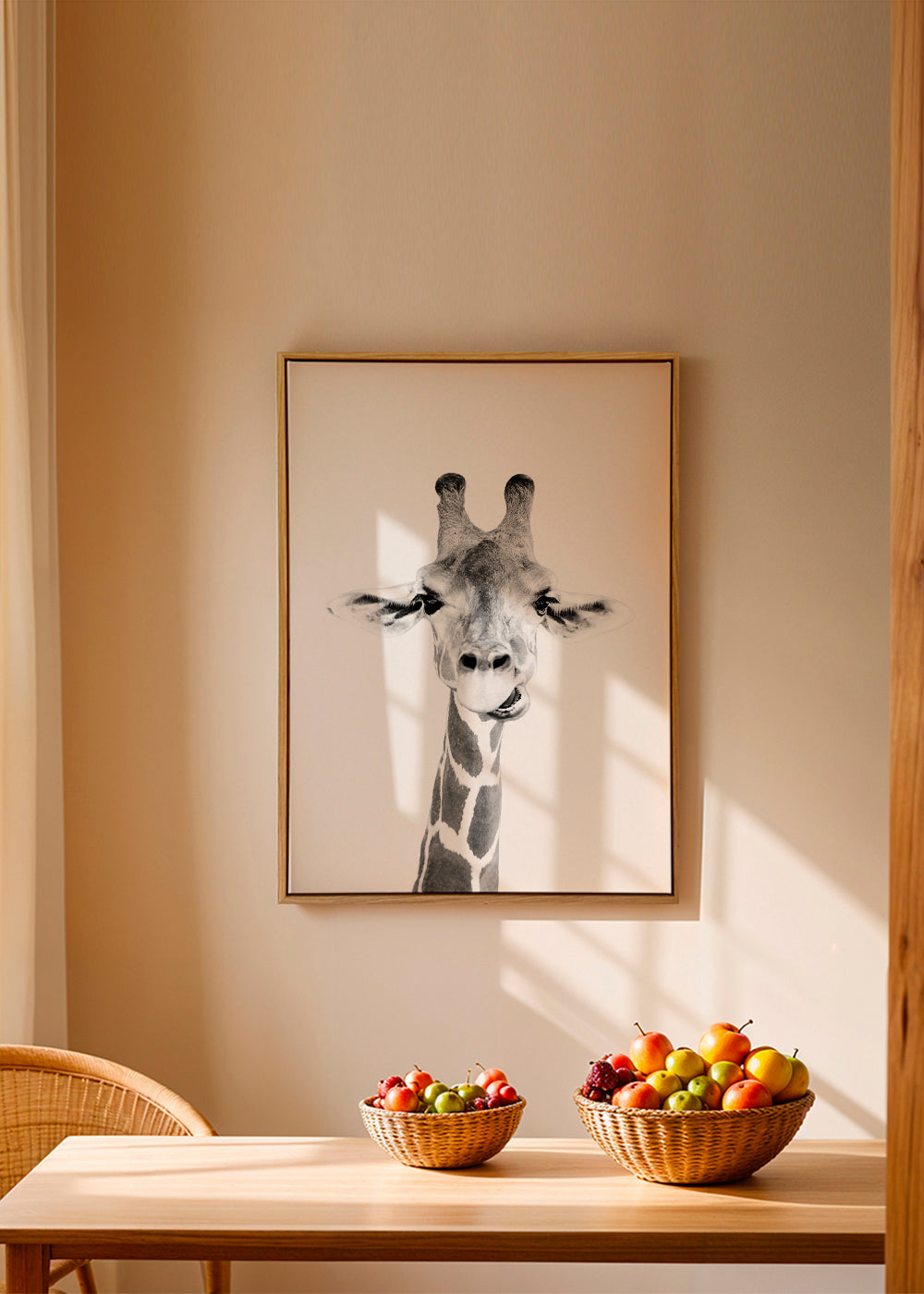 Giraffe zwart-wit poster