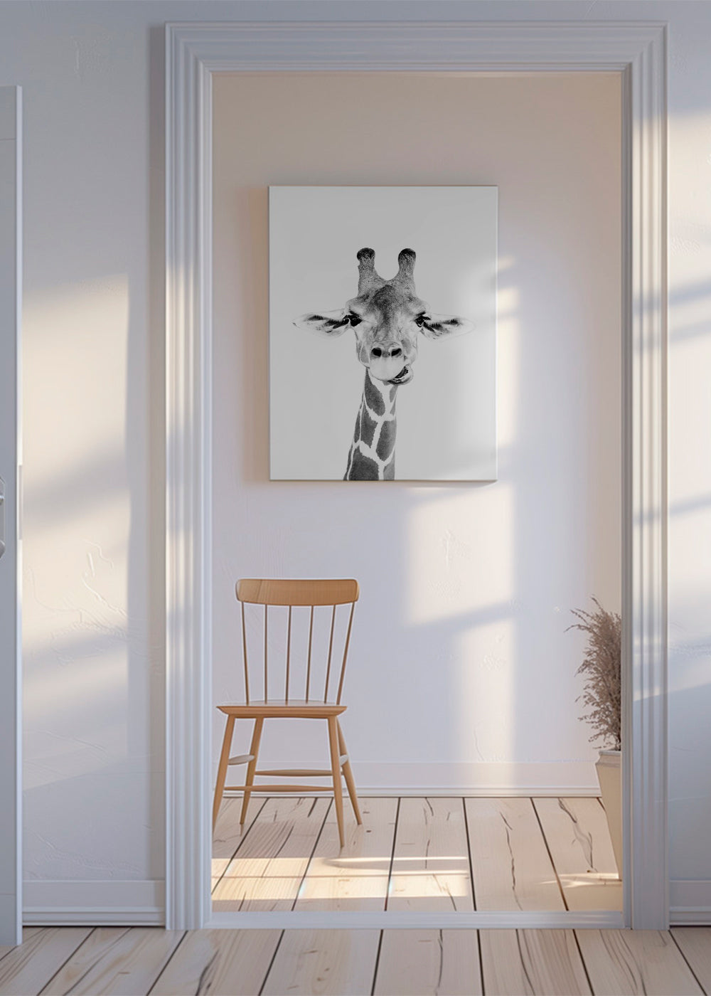 Giraffe zwart-wit poster