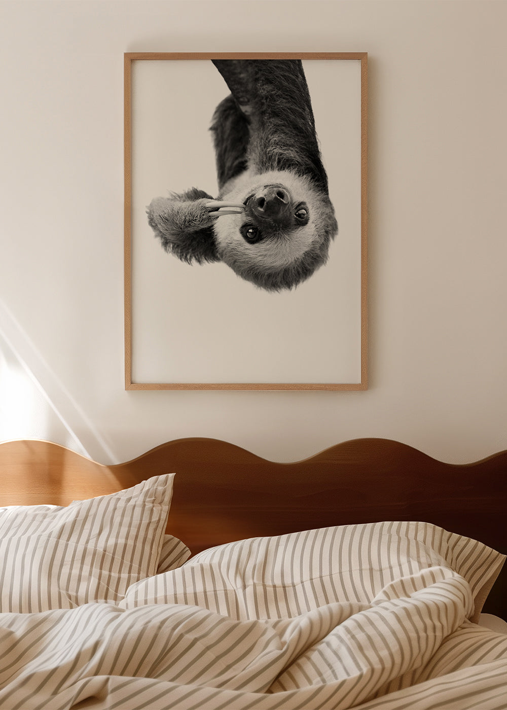 Luiaardportret in zwart-wit