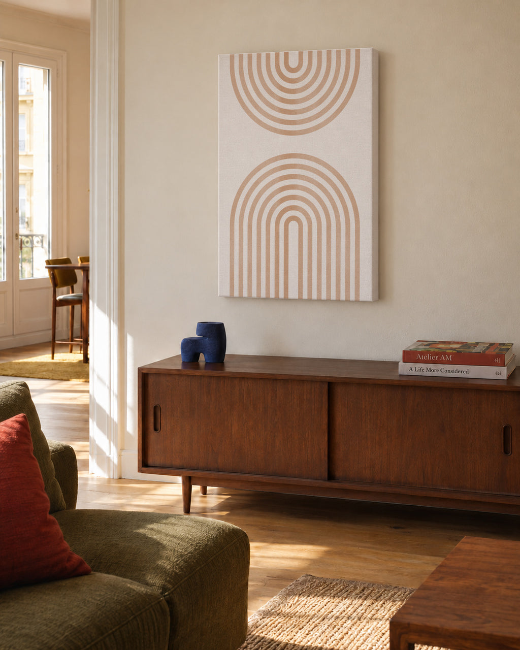 Two Peach Arches - Unframed canvas in an interior