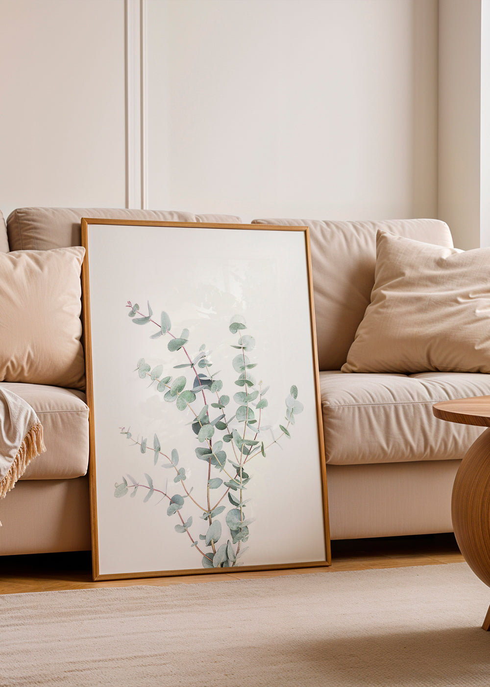 Botanische poster: eucalyptus tak op witte achtergrond