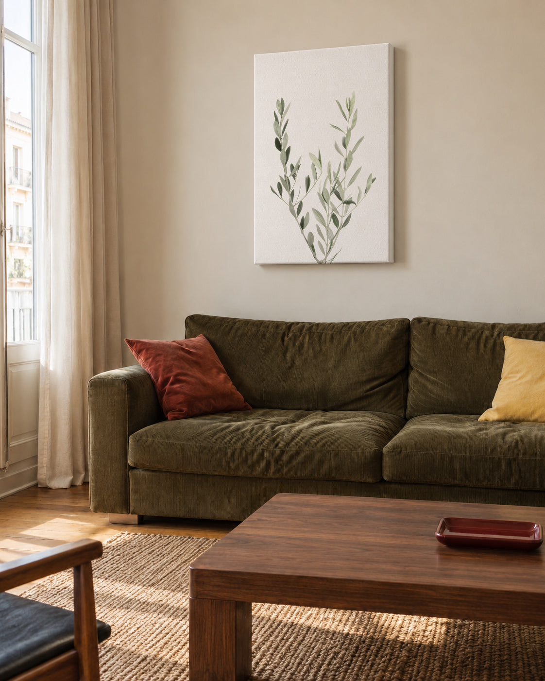 Olive Branch - Unframed canvas in an interior