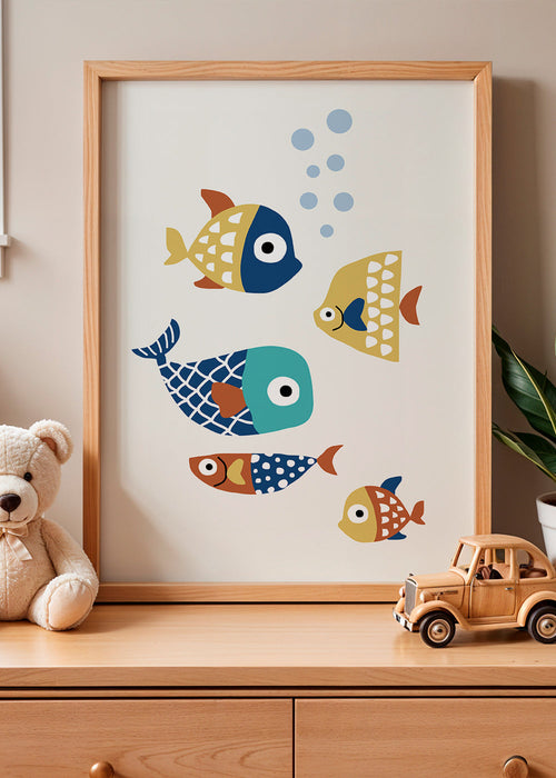 Kinderposter met speelse vissen