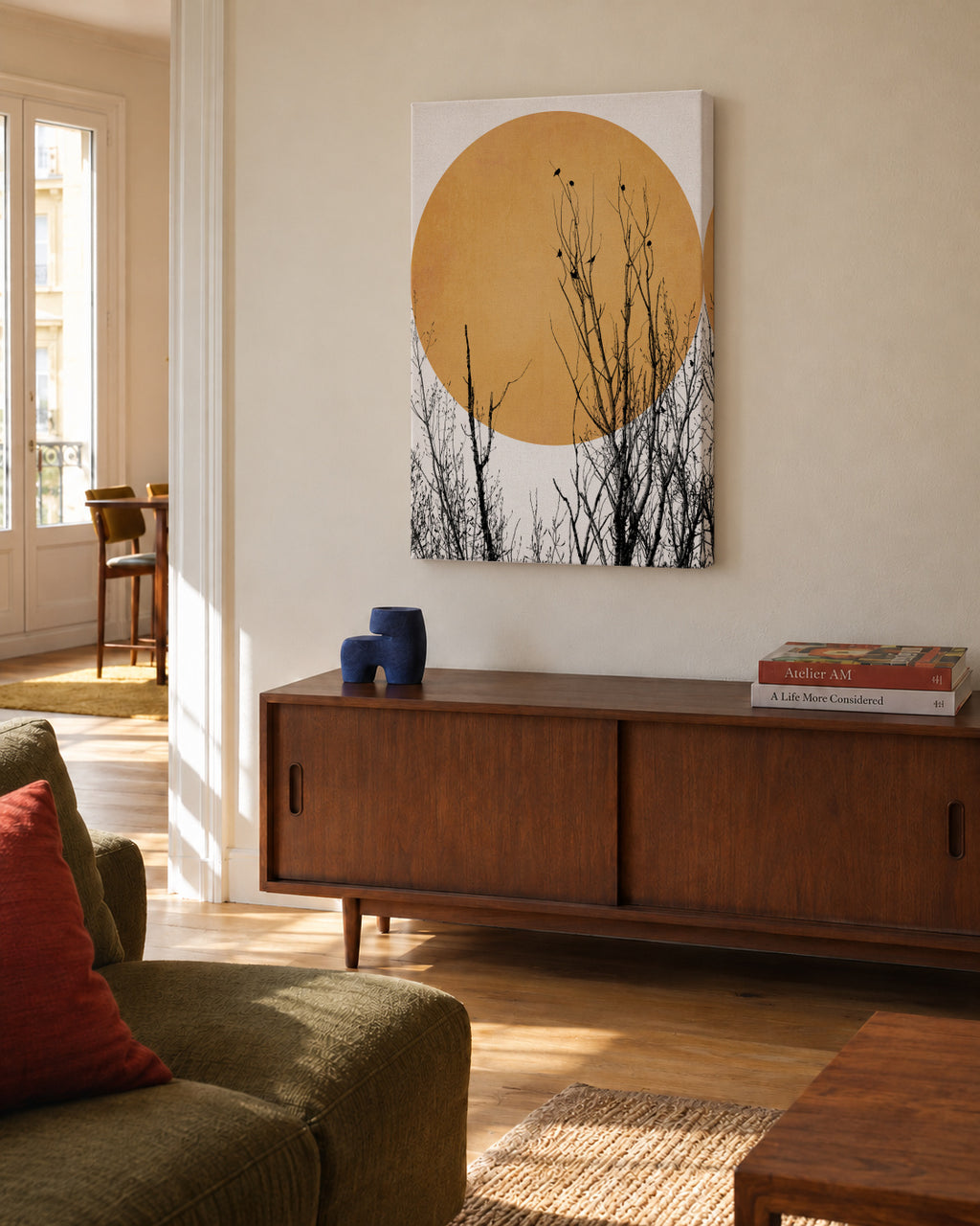 Sunset dreams - yellow - Unframed canvas in an interior