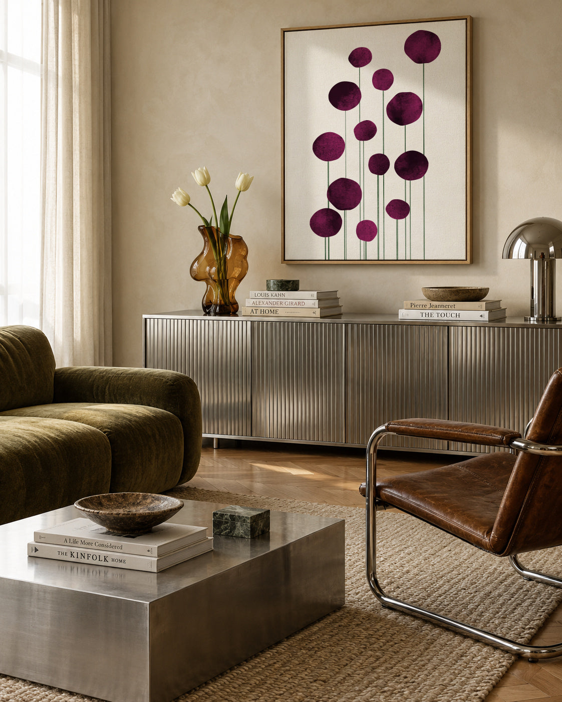 Waterflowers - No 2 - Framed canvas in an interior