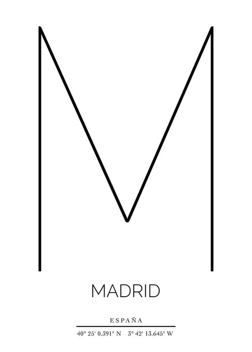 Stadsposter Madrid met minimalistische M