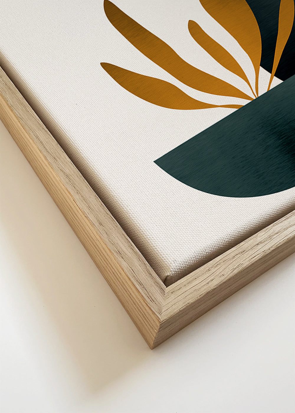 Botanische print met mosterdbladeren en vaas
