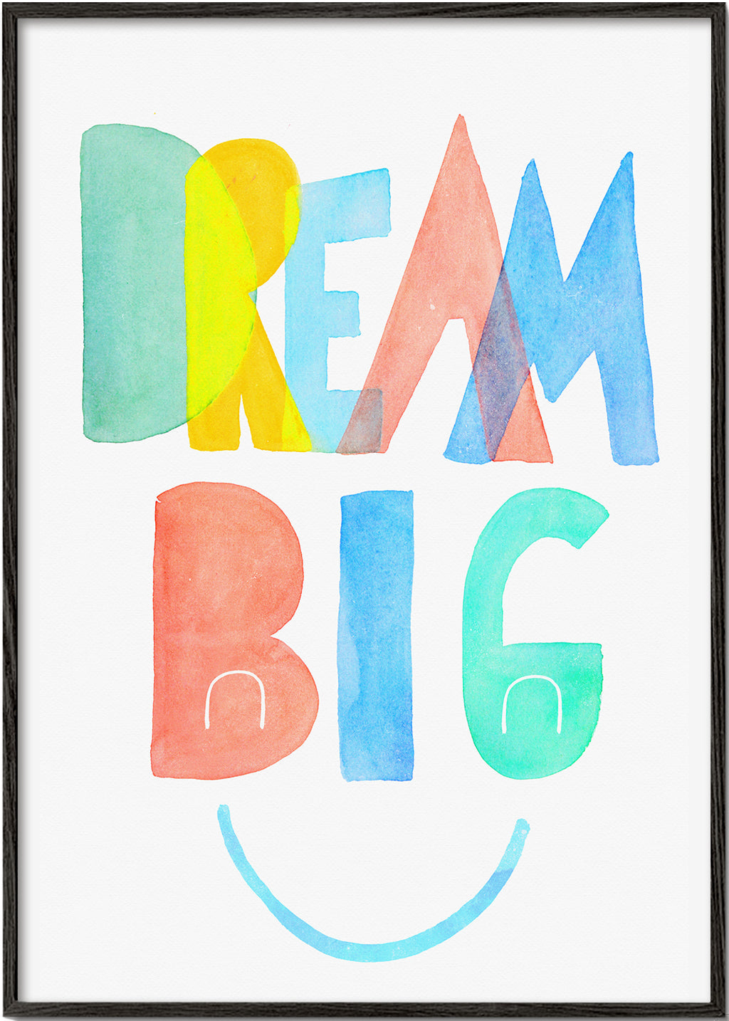 Typografische aquarel 'Dream Big' illustratie