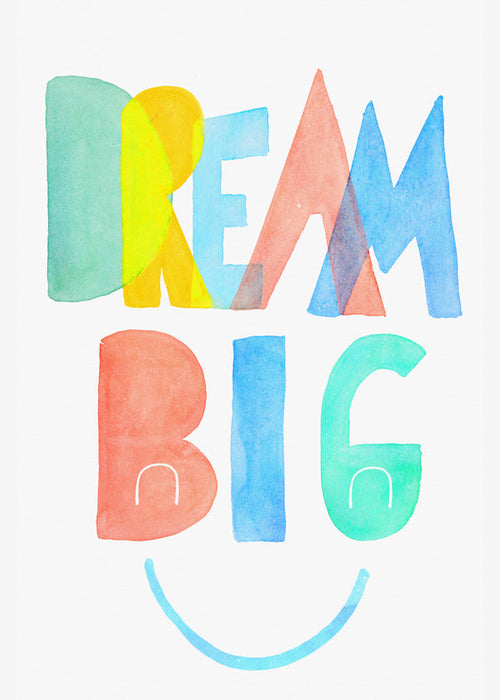 Typografische aquarel 'Dream Big' illustratie