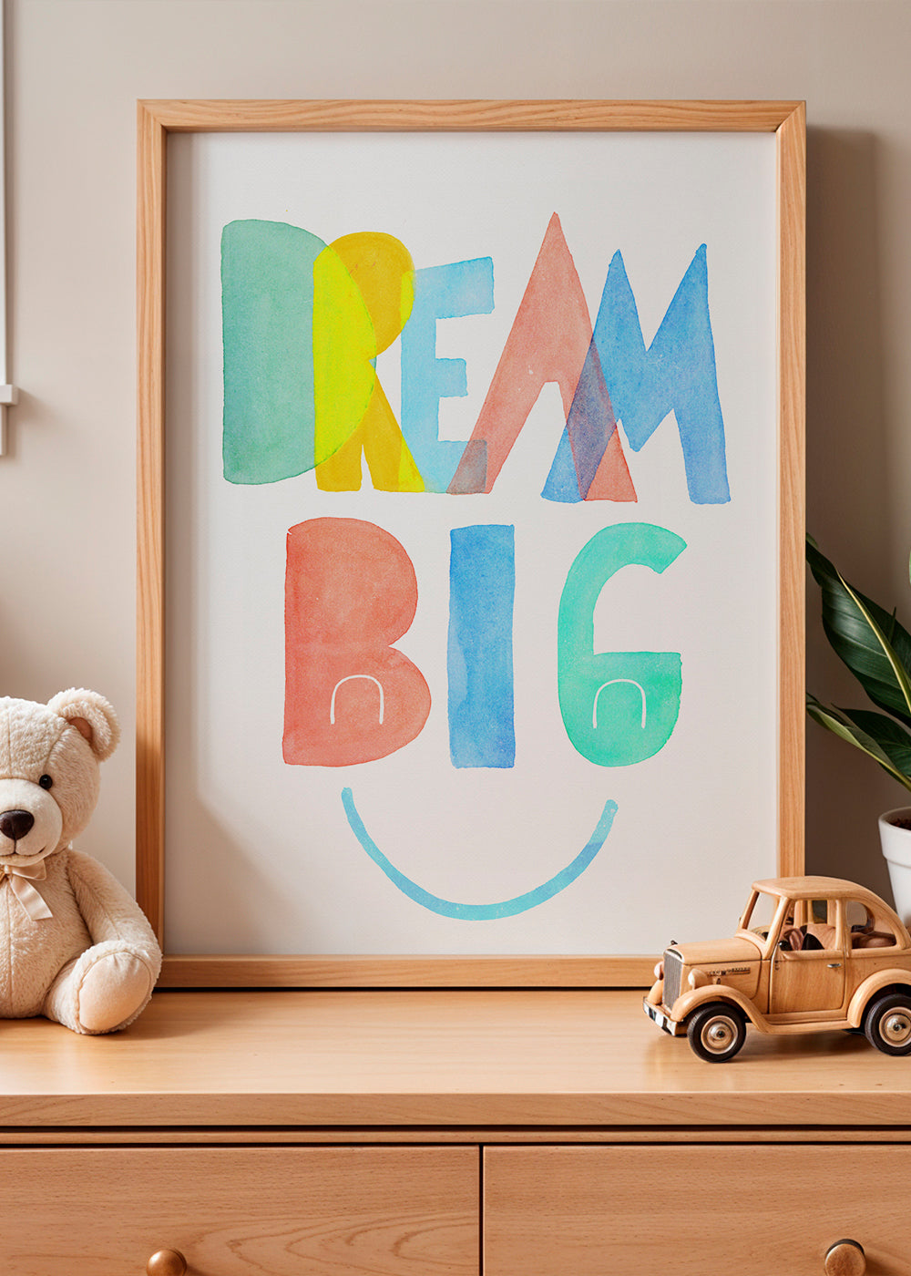 Typografische aquarel 'Dream Big' illustratie