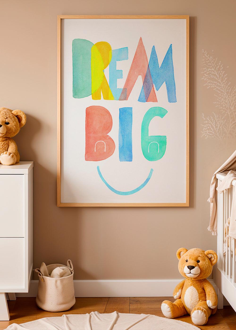 Typografische aquarel 'Dream Big' illustratie
