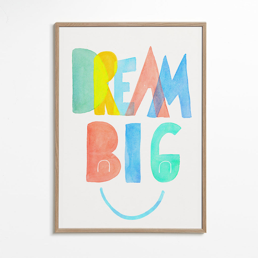 Typografische aquarel 'Dream Big' illustratie