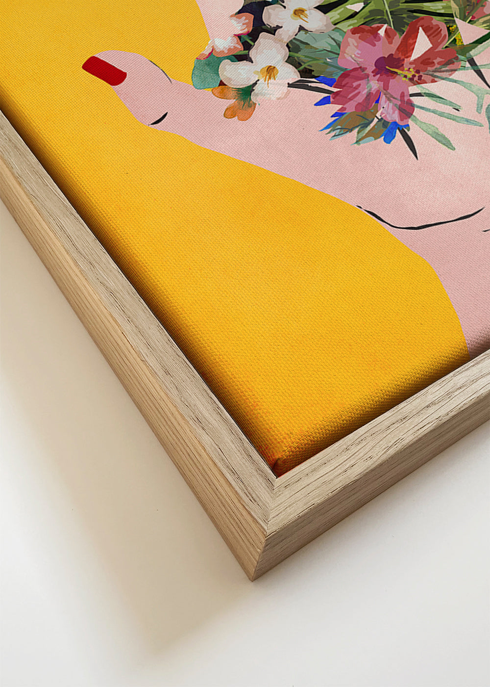 Botanische print handen met bloemen op geel