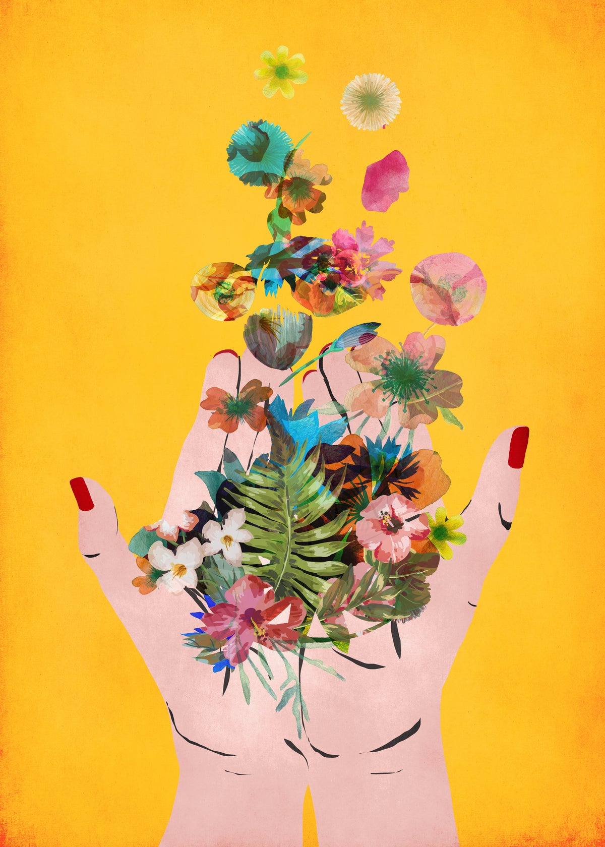 Fridas hands yellow - Unframed art print