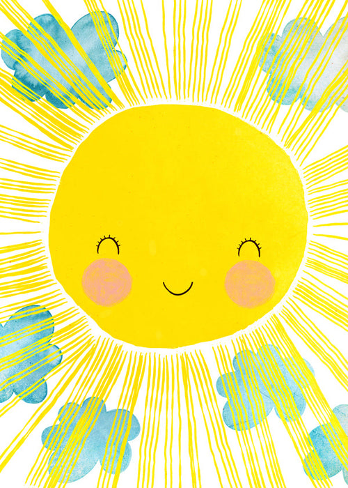 Kinderprint glimlachende zon