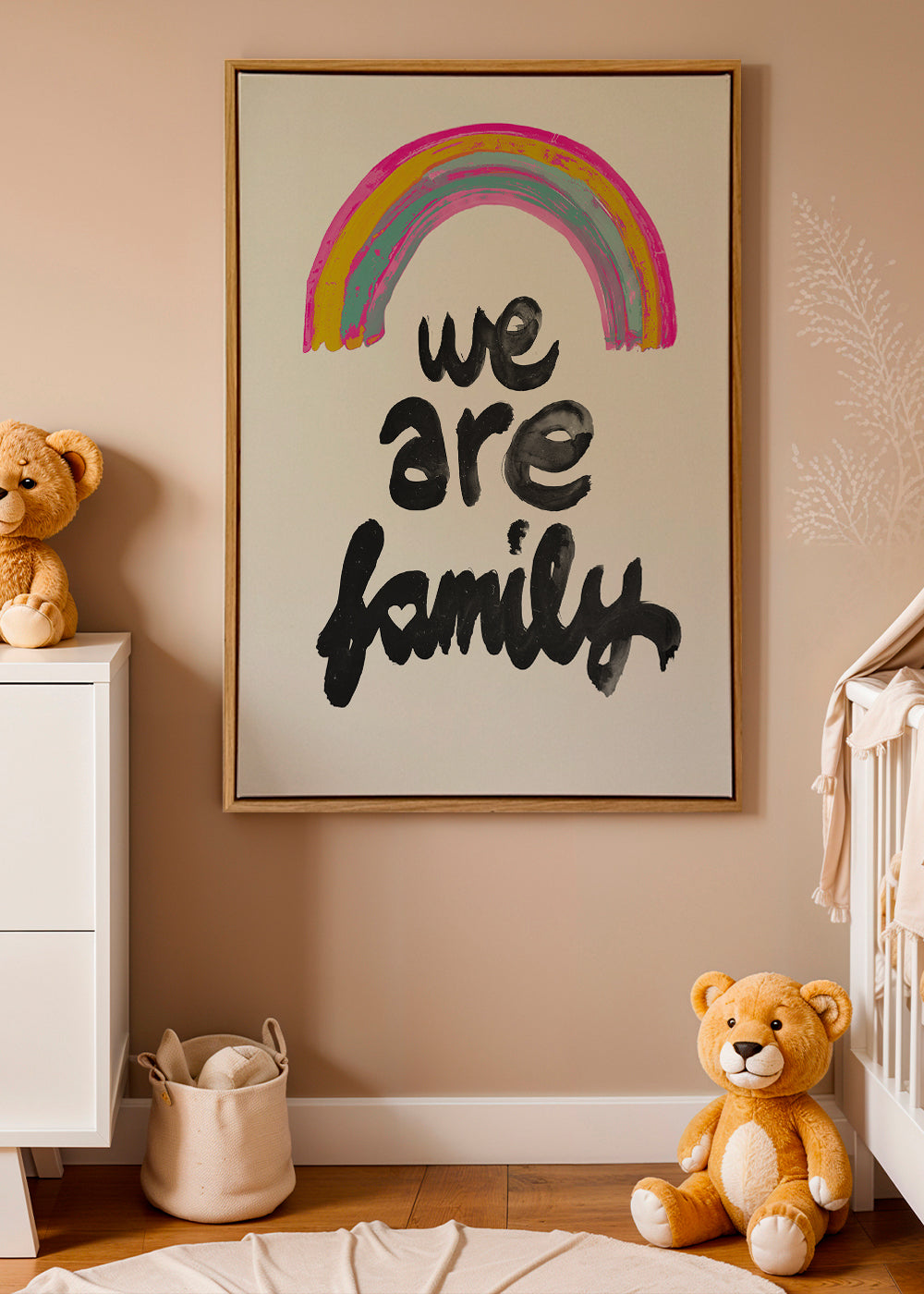 Illustratie 'We are family' geschilderde regenboog