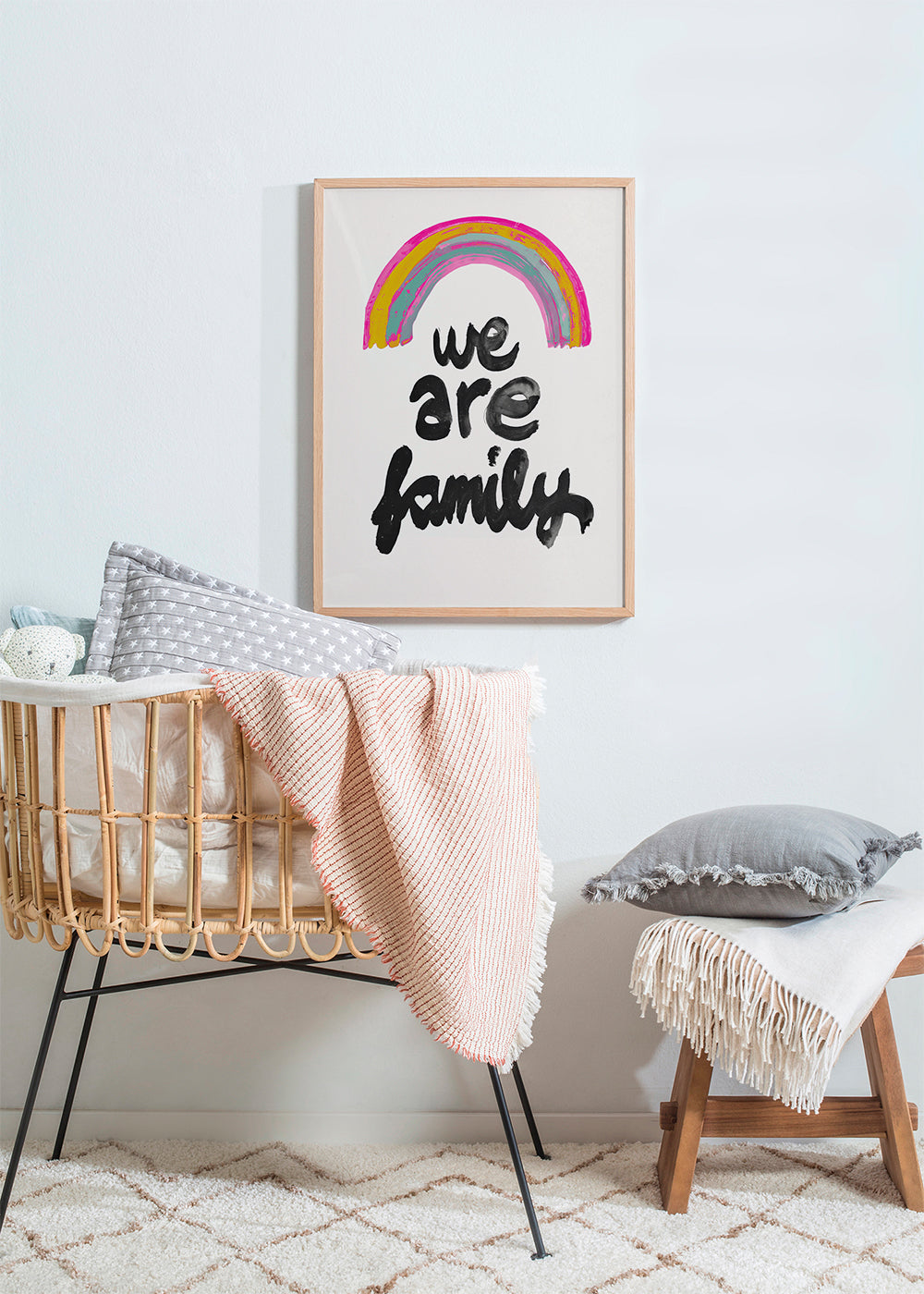 Illustratie 'We are family' geschilderde regenboog
