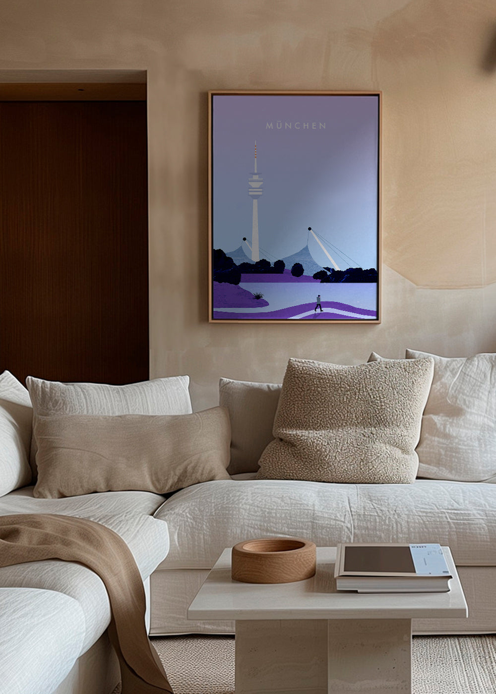 Stadsposter München skyline gestileerd