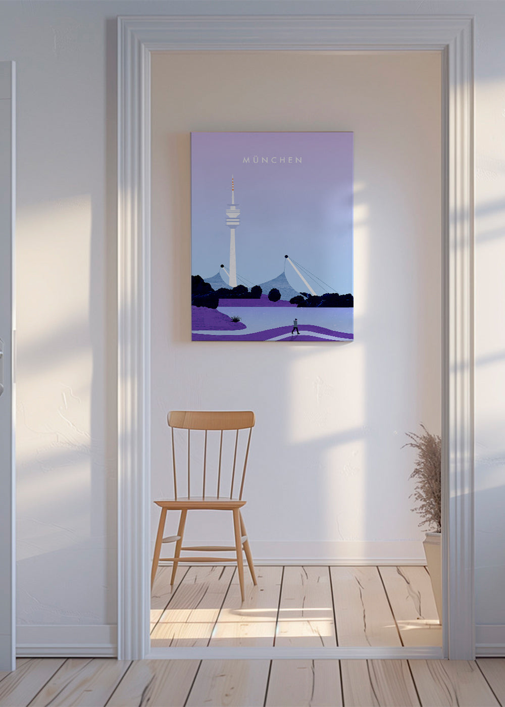 Stadsposter München skyline gestileerd