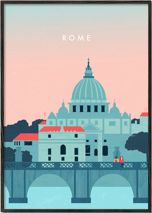 Reisposter Rome in pasteltinten