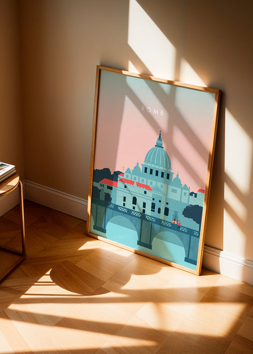 Reisposter Rome in pasteltinten