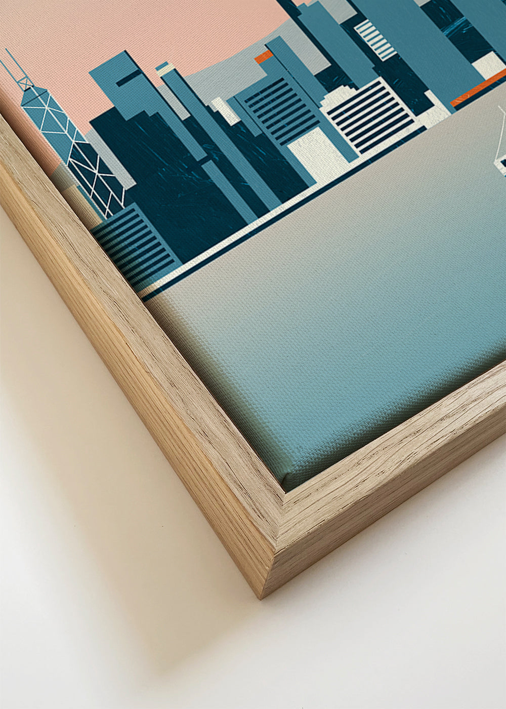 Keuken kunst Hong Kong skyline geïllustreerd in blauwtinten