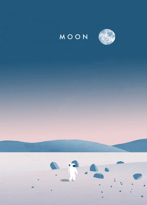 Illustratie maanlandschap met astronaut