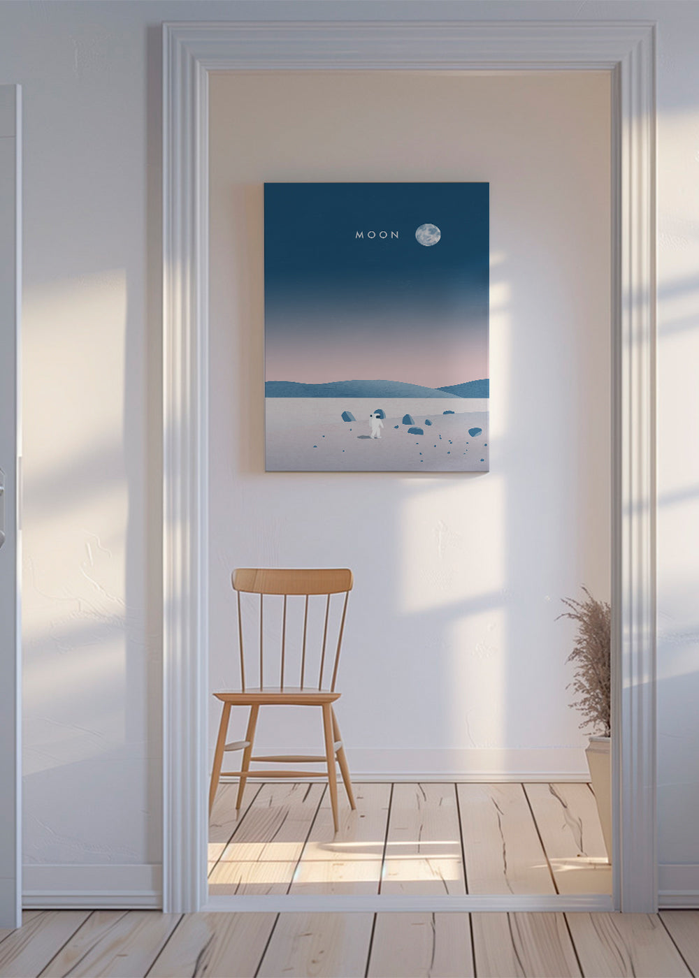 Illustratie maanlandschap met astronaut