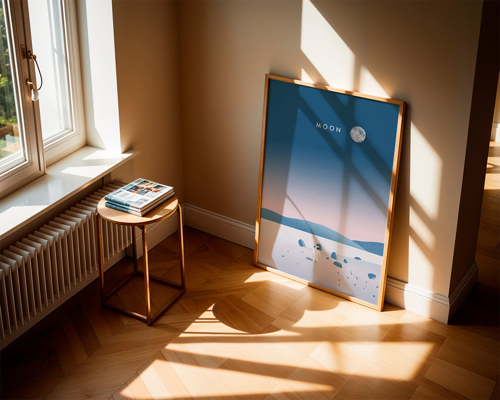 Illustratie maanlandschap met astronaut