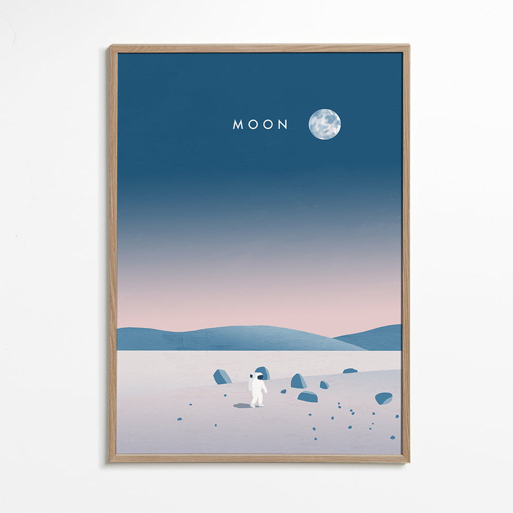 Illustratie maanlandschap met astronaut