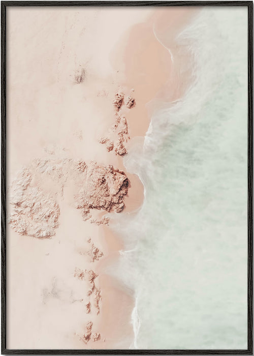 Landschap kunst: kust luchtfoto met roze zand
