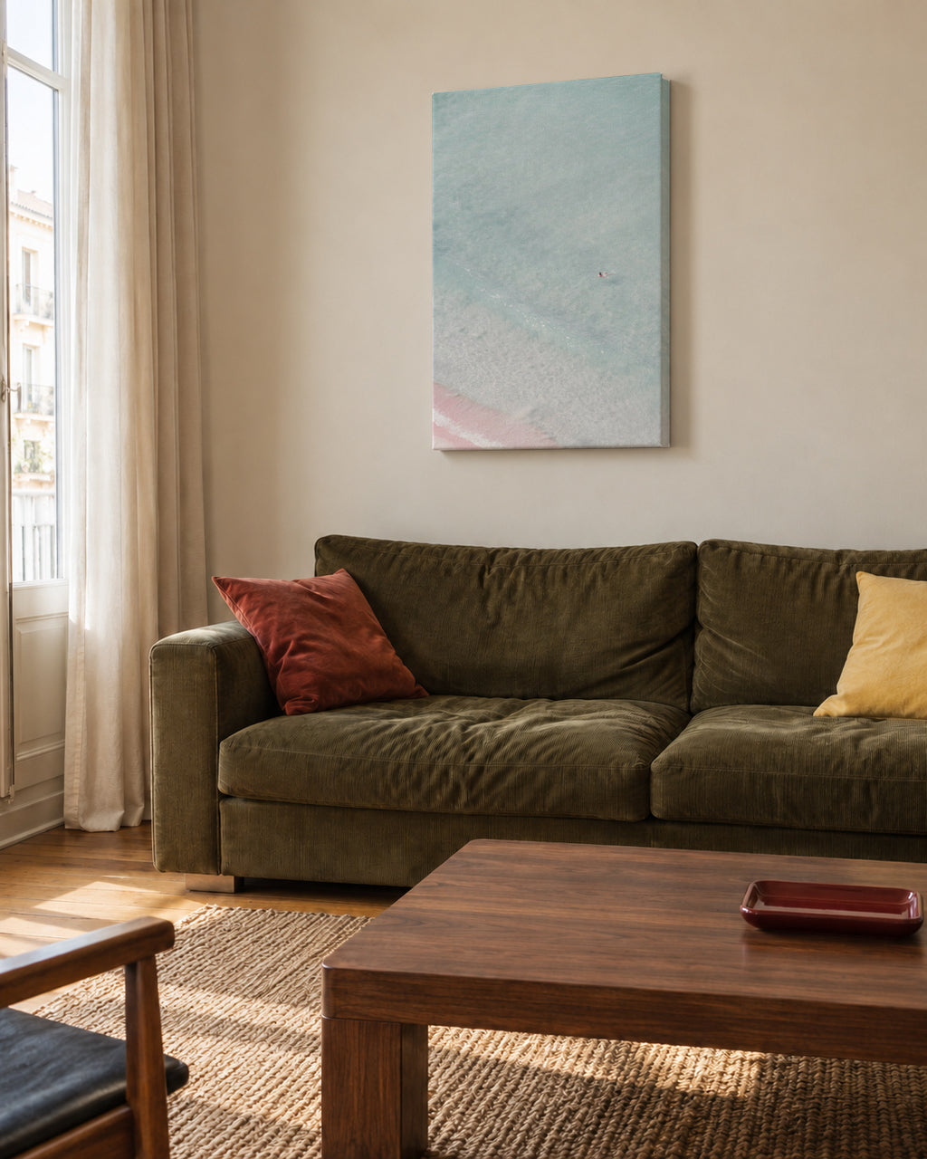 The swimmer - Unframed canvas in an interior