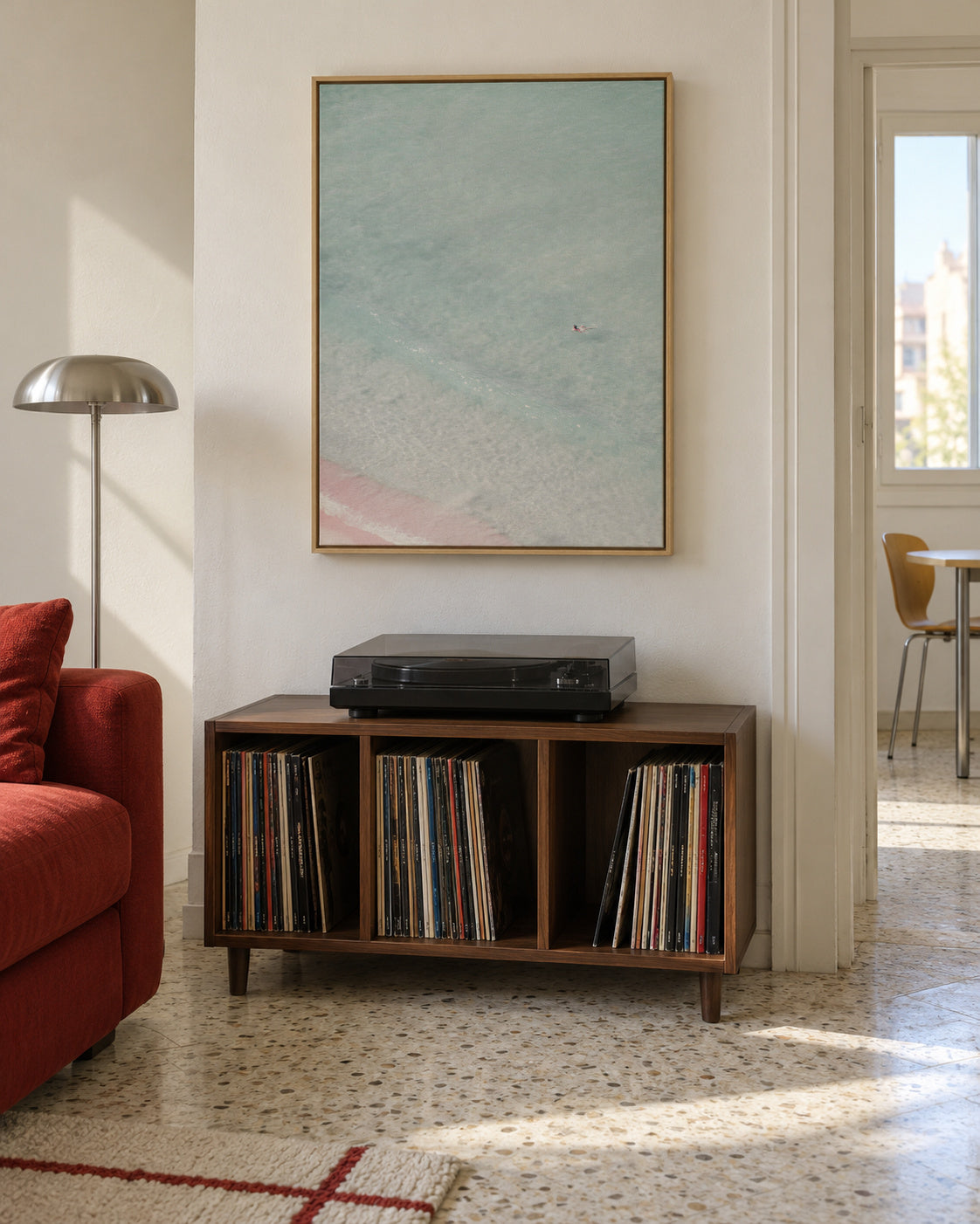 The swimmer - Framed canvas in an interior