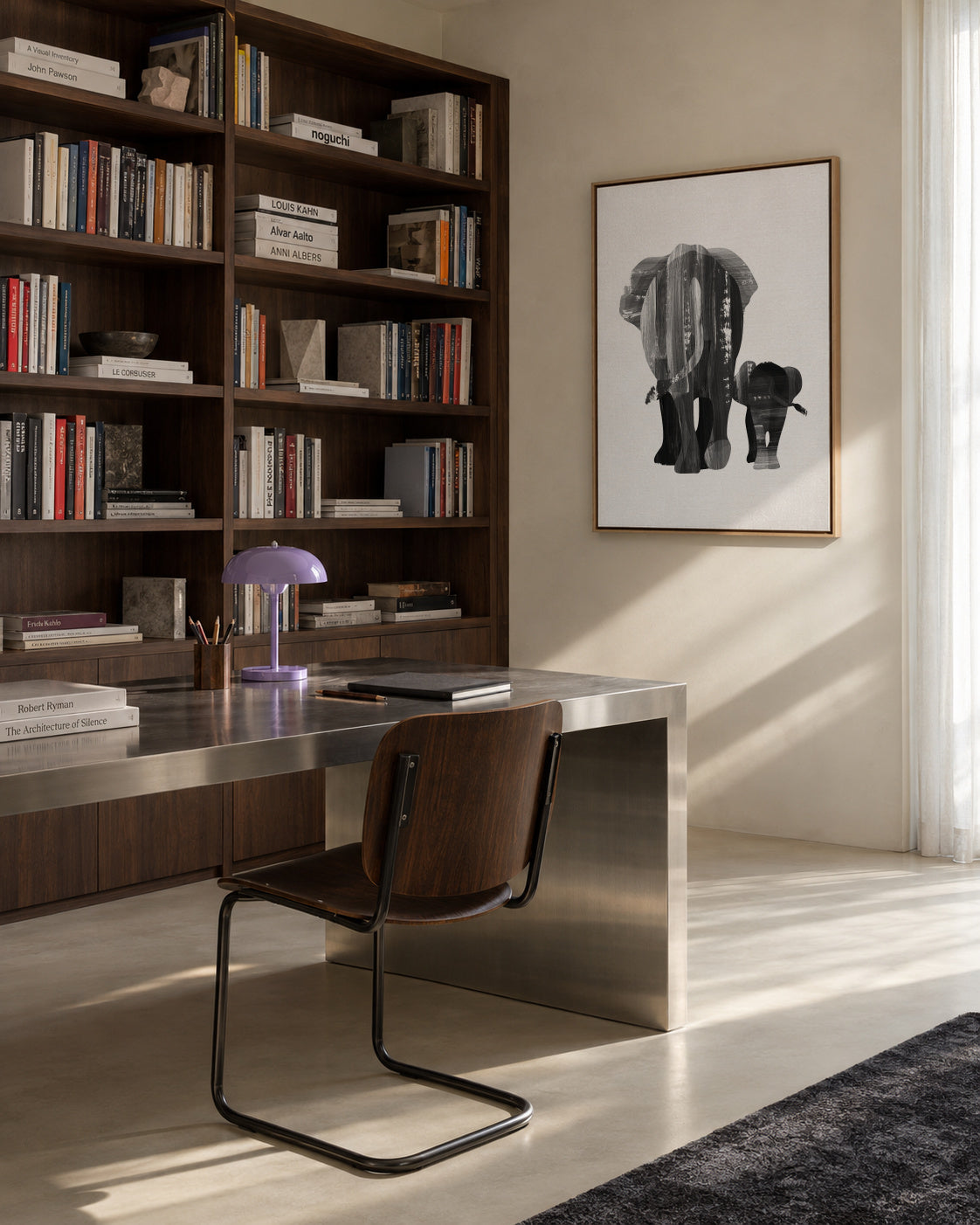 A walk together (black and white) - Framed canvas in an interior