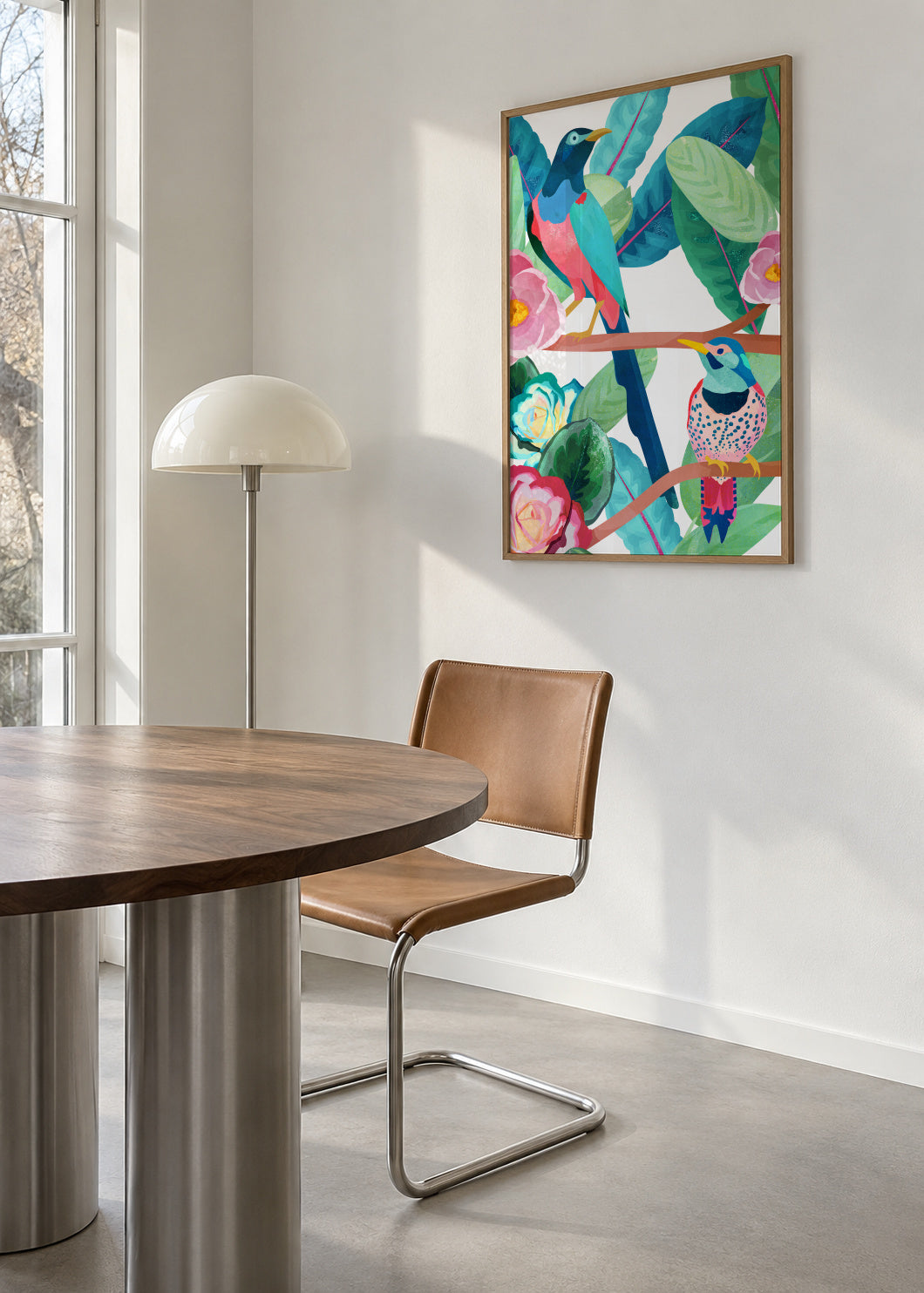 Birds of spring - Framed poster in an interior