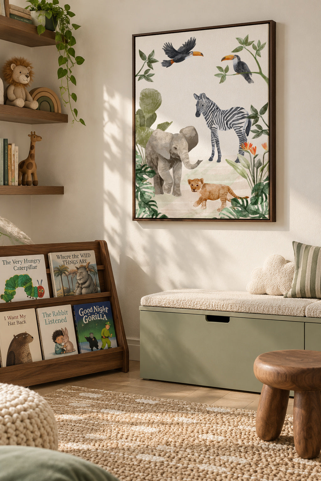 Jungle Baby's - Framed canvas in an interior
