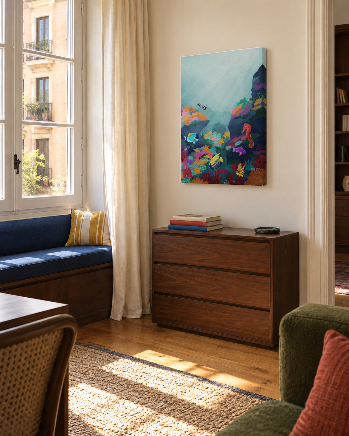 Beyond the waves - Unframed canvas in an interior