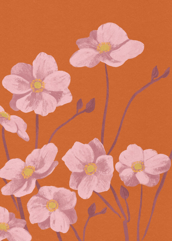 Botanische poster Roze anemoon