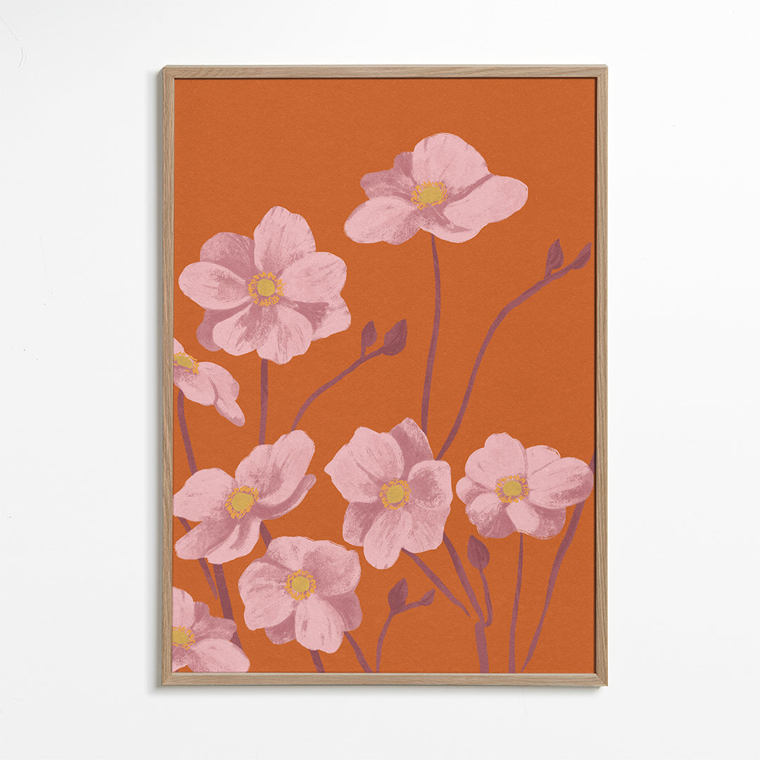 Botanische poster Roze anemoon