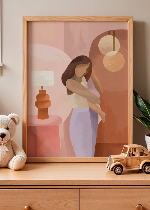 Moederillustratie in pastelkleuren