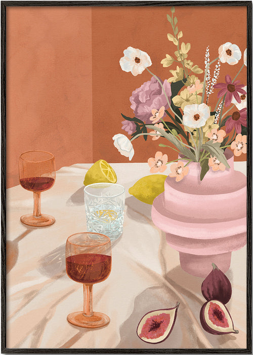 Keuken kunst: bloemstilleven met vijgen