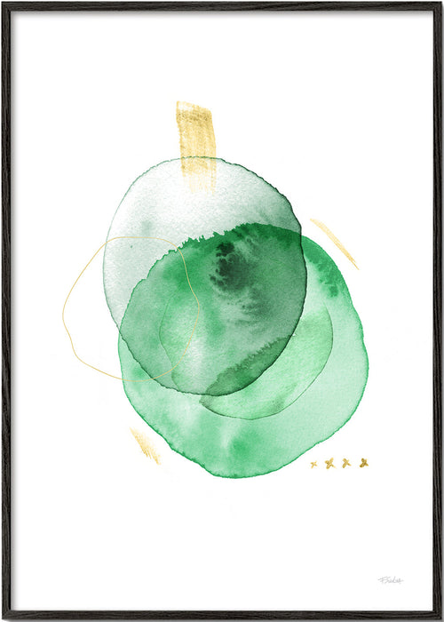 Abstract groen kunstwerk met gouden accenten
