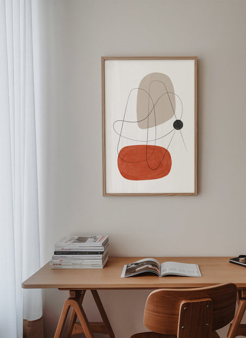 Abstracte kunst terracotta en beige